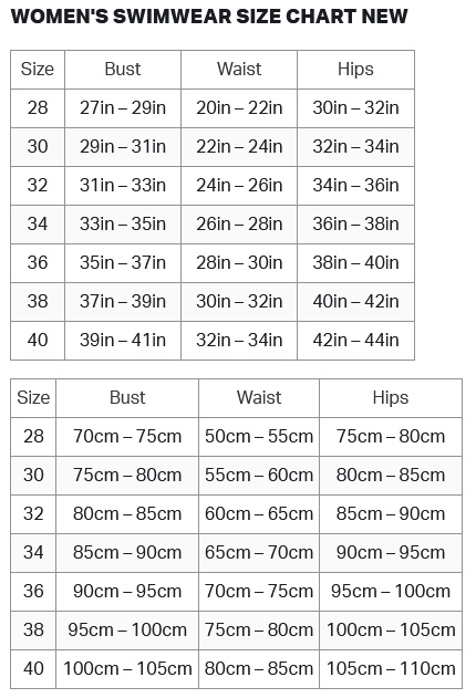 Zone3 Womens Swimwear Size 21 0 Størrelsesskema